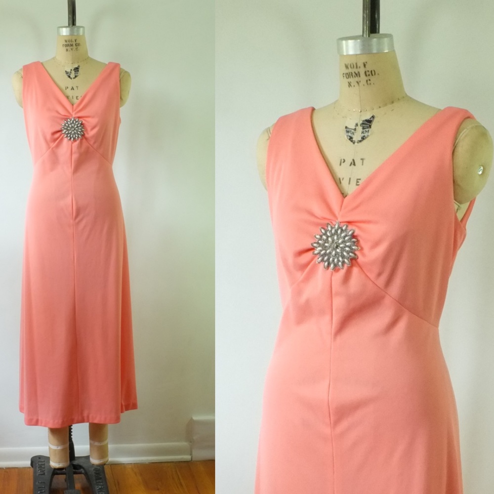 vintage pink dress | vintage 1970s pink gown